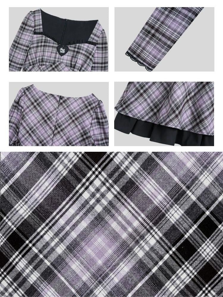 Slim waist long-sleeved lace dress 【s0000003218】