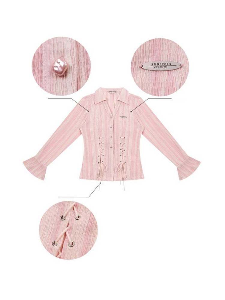 Slim Fit Side Lace Up Shirt【s0000007148】