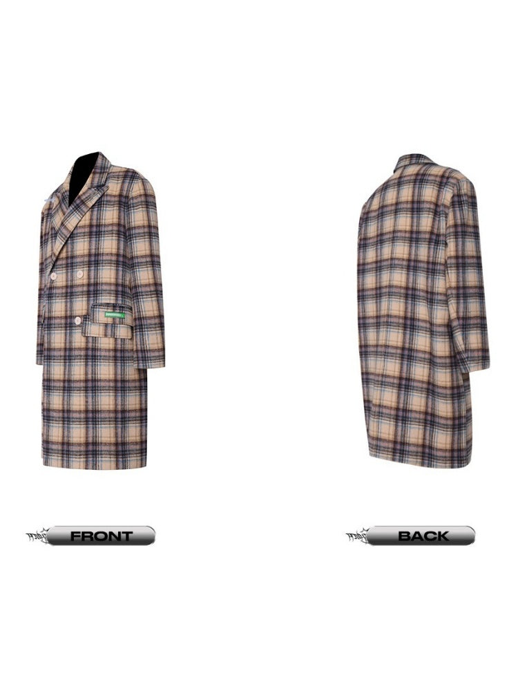 Plaid Mid Length Double Breasted Coat【s0000004348】