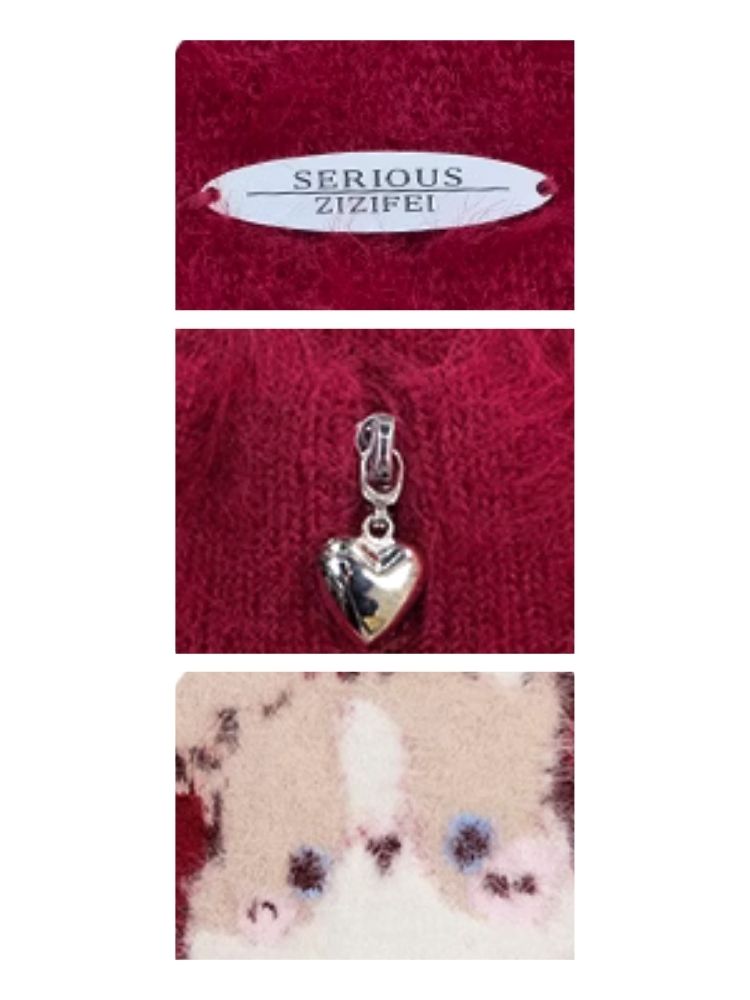 Half High Neck Plush Rabbit Red Sweater【s0000006166】