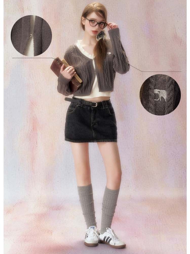 Fake Two Piece Twist V-Neck Sweater【s0000006477】