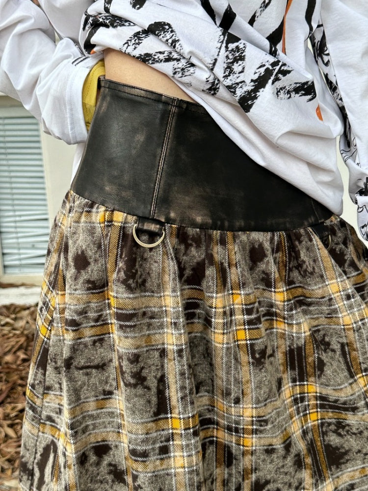 Punk Street Style Detachable Pocket Splicing Plaid High Waist Skirt【s0000004166】