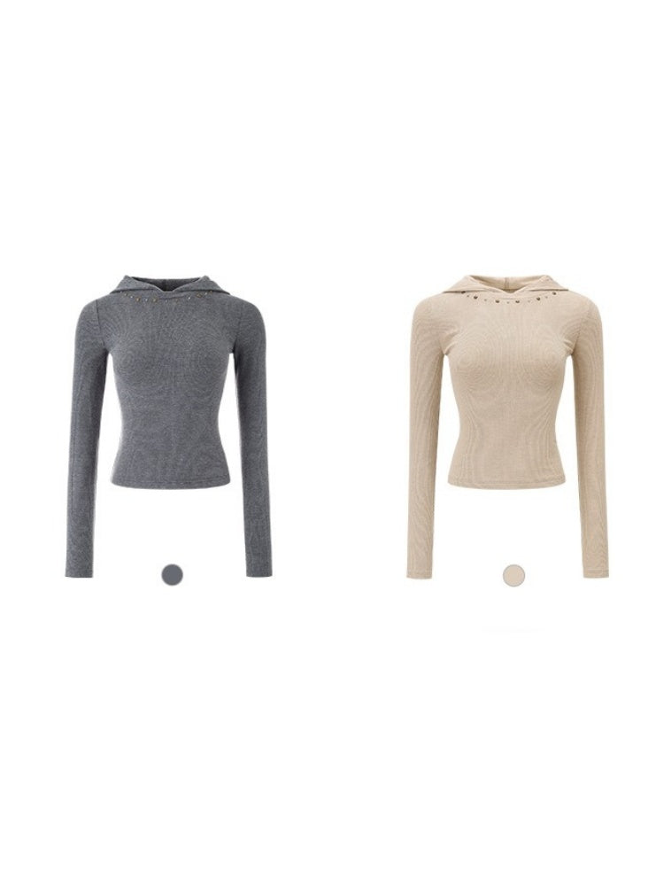 Rivet Hood Knit Tops【s0000004985】