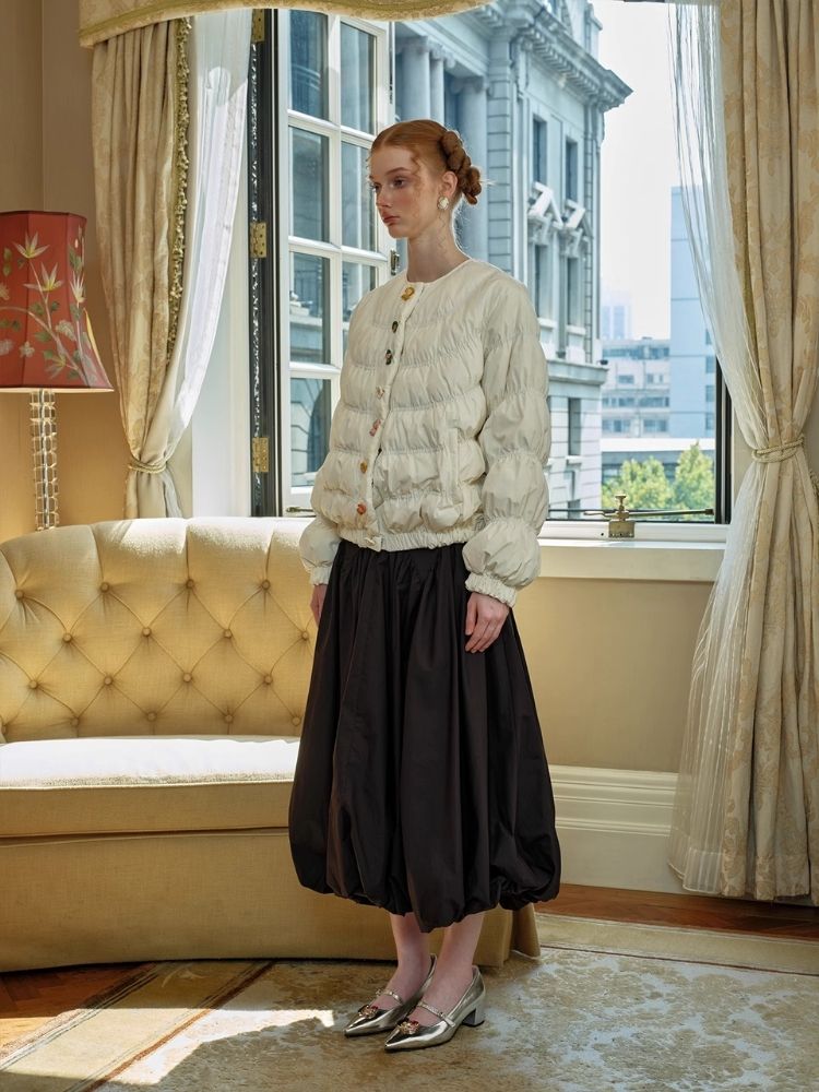 Black Pod Peplum Cloud Halter Skirt【s0000005421】