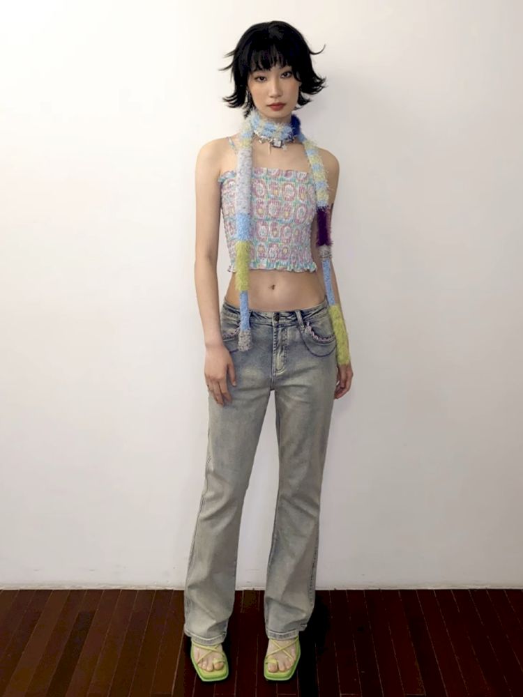 Patchwork weenie thin scarf【s0000012286】