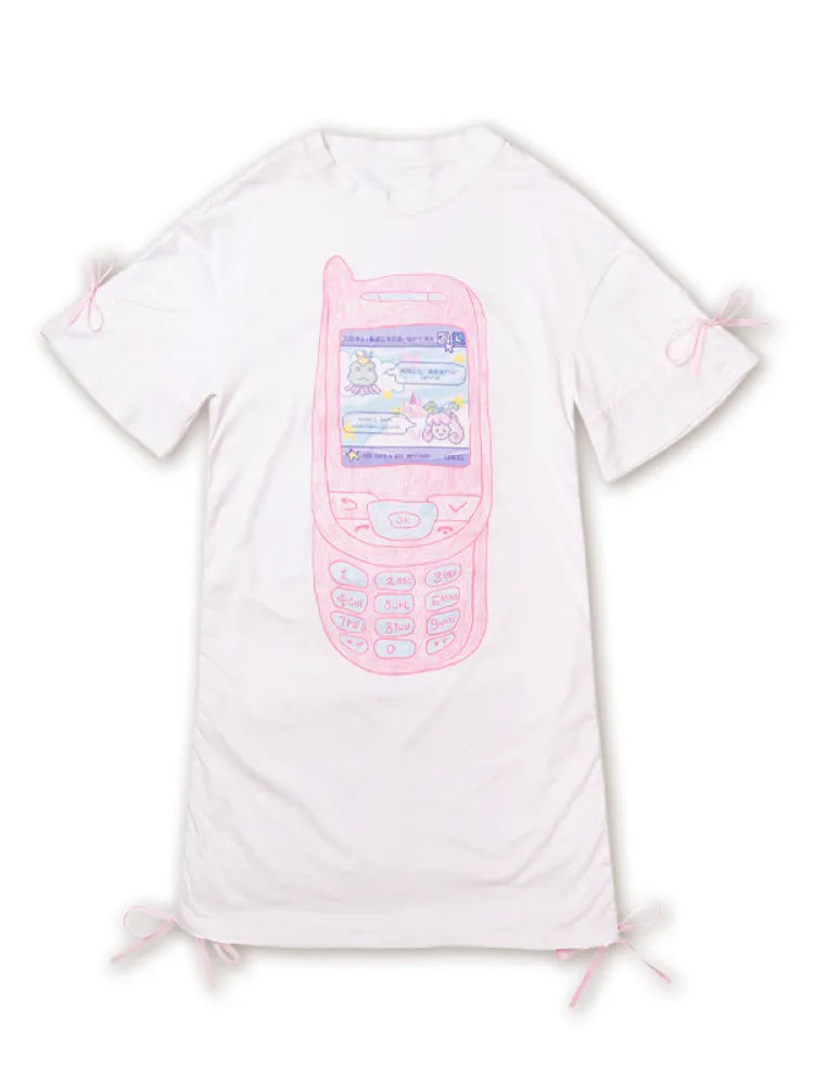 Original Pattern Drawstring Convertible T-Shirt Dress【s0000013932】