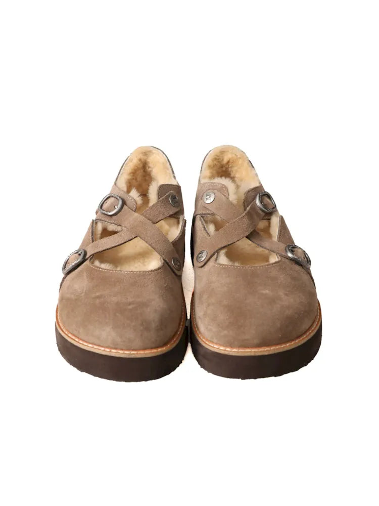 Cross Strap Suede Upper Flat Shoes【s0000006029】