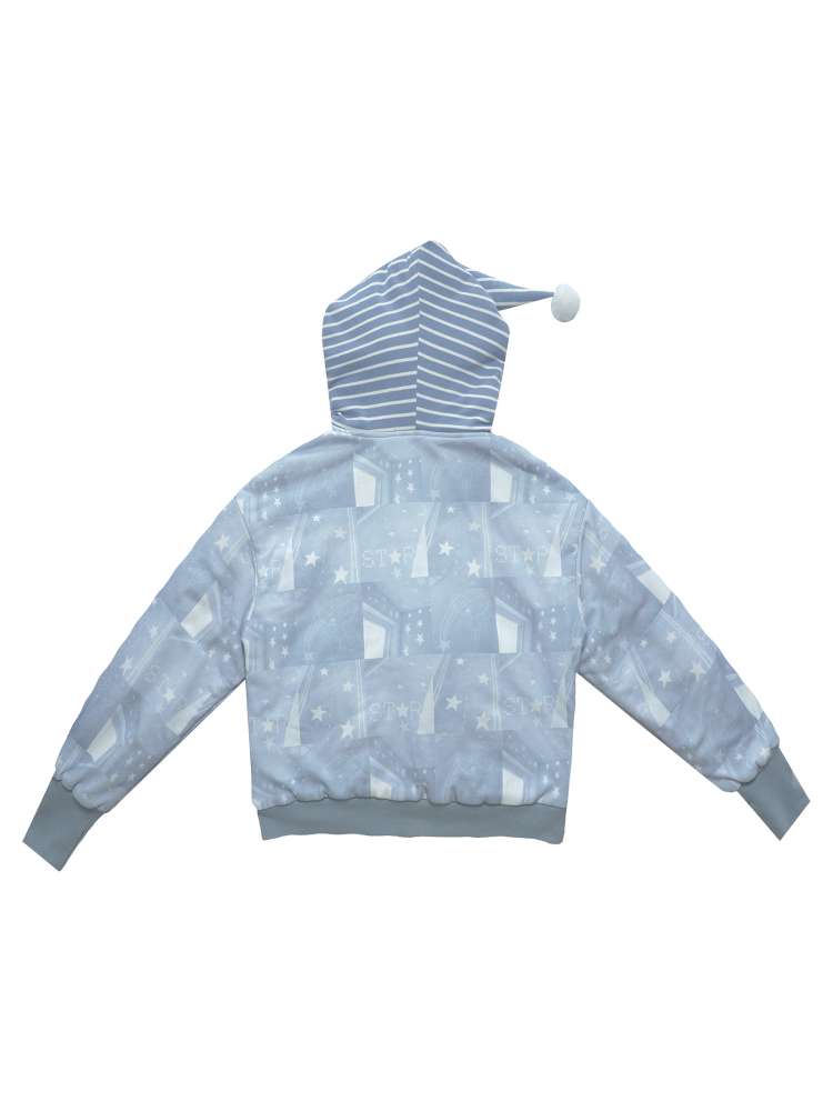 Ghost Horse Star Print Diagonal Zip Jacket【s0000014691】