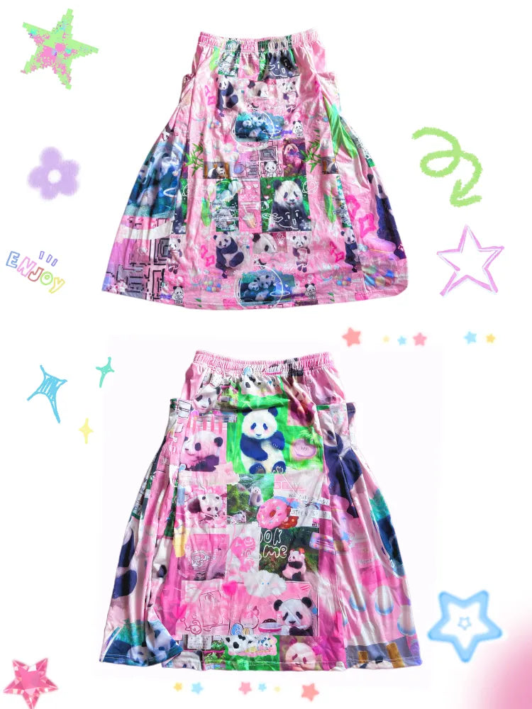 Elastic Waist Cute Print Midi Skirt【s0000013982】