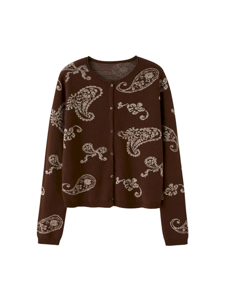 Jacquard Lightweight Long-Sleeve Soft-Fit Knit Cardigan【s0000014064】