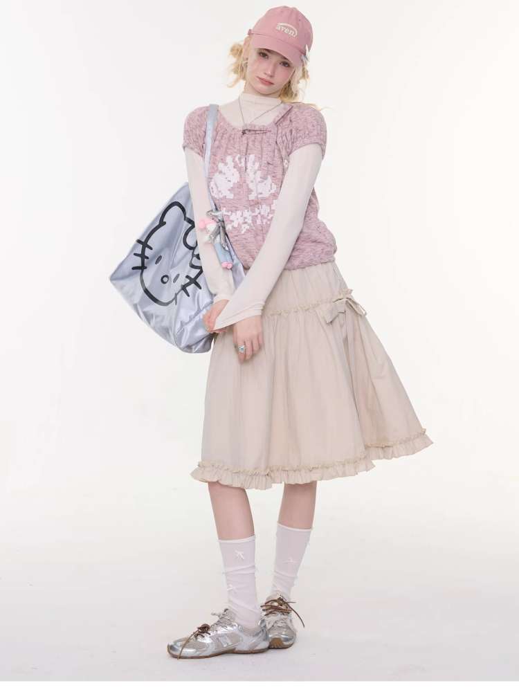 Rabbit Print Doll Knitted Top【s0000015430】