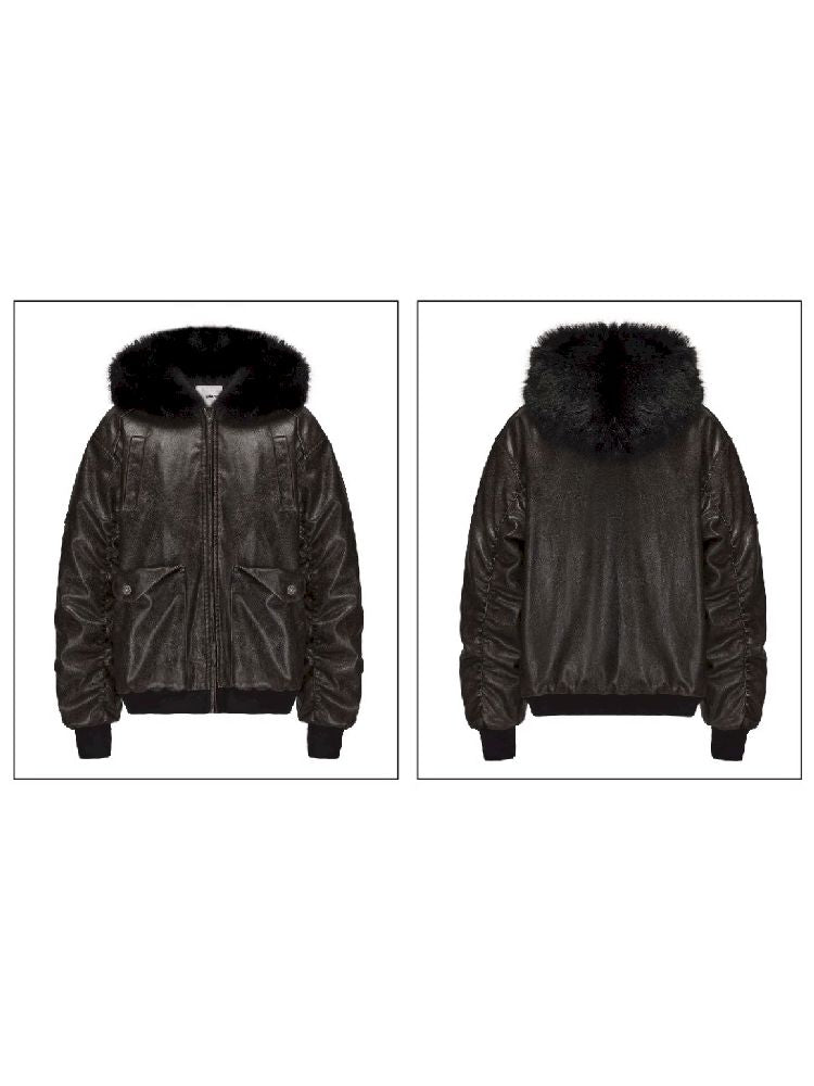 Washed Leather Jacket【s0000010943】