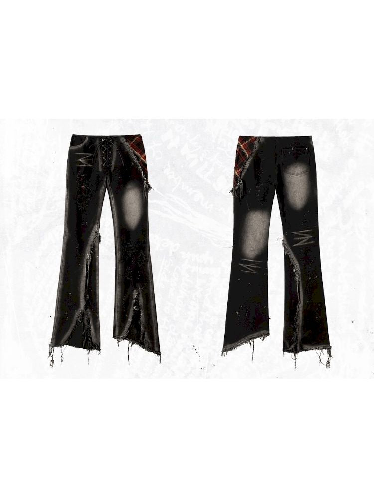 Checkered Old Wash Jeans【s0000011225】