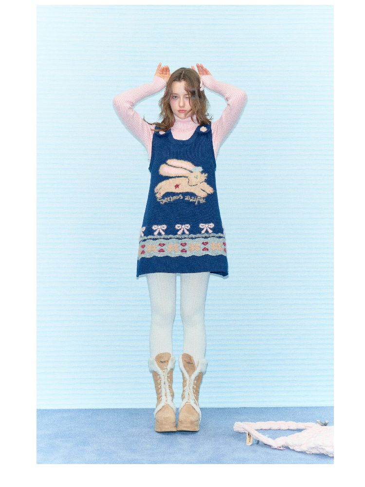 Bunny Knit Bottom Vest Dress【s0000011506】