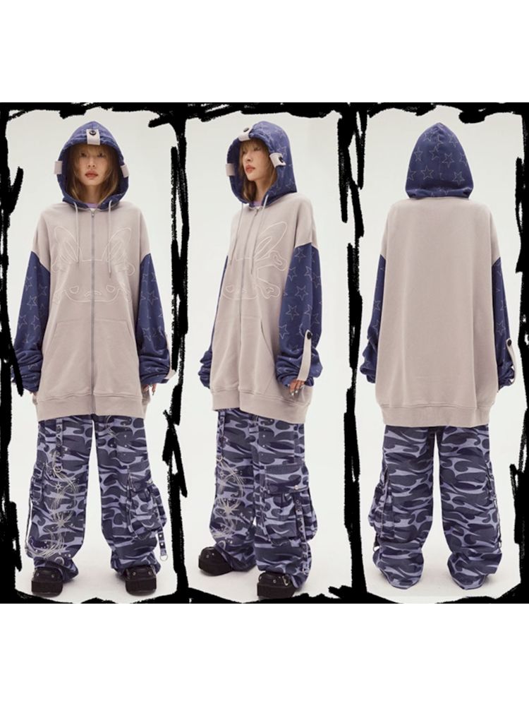 Bunny Skull Embroidery Wide David Coat Jacket【s0000008215】