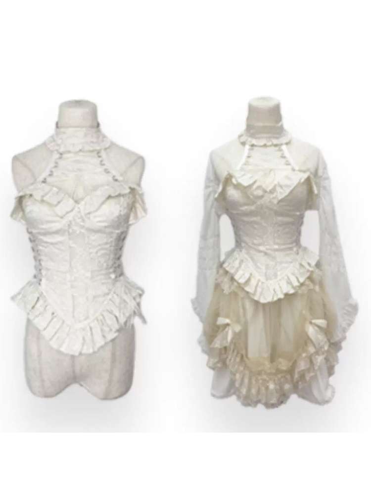 Cross Cut Out Jacquard Halter Gothic Coat【s0000014685】