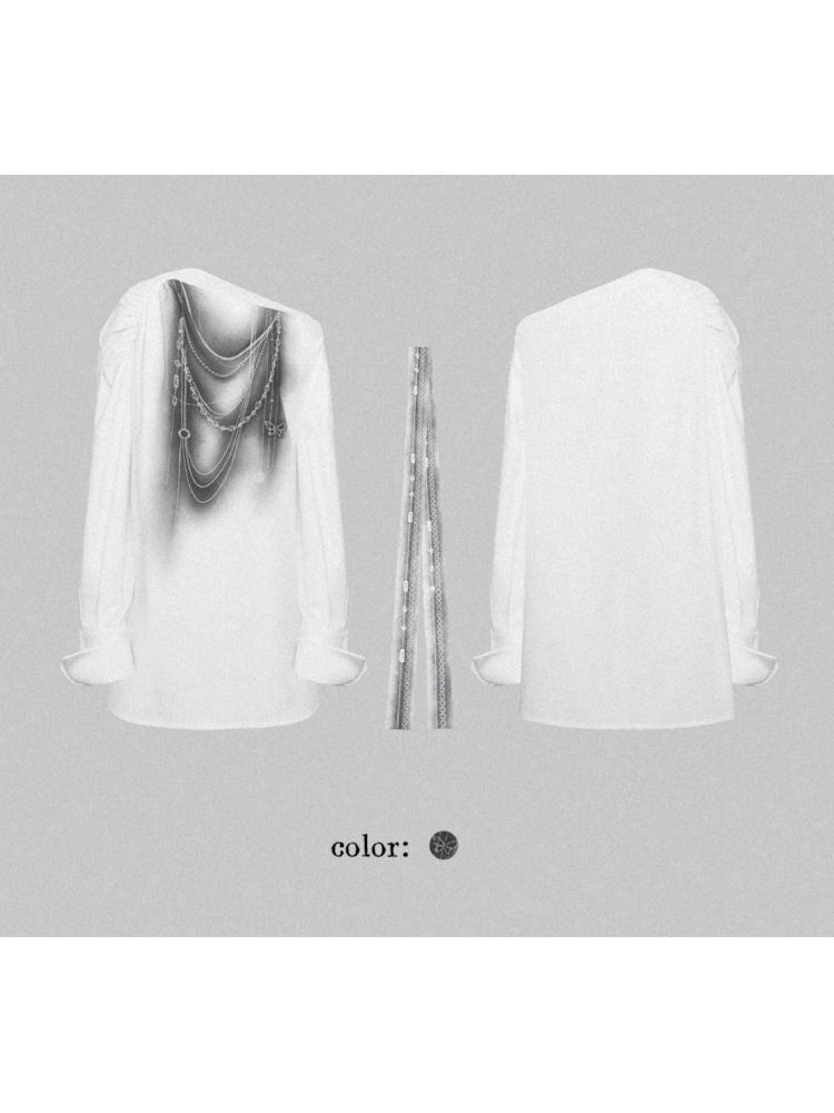 Loose Pleated Strapless Printed Top【s0000007786】