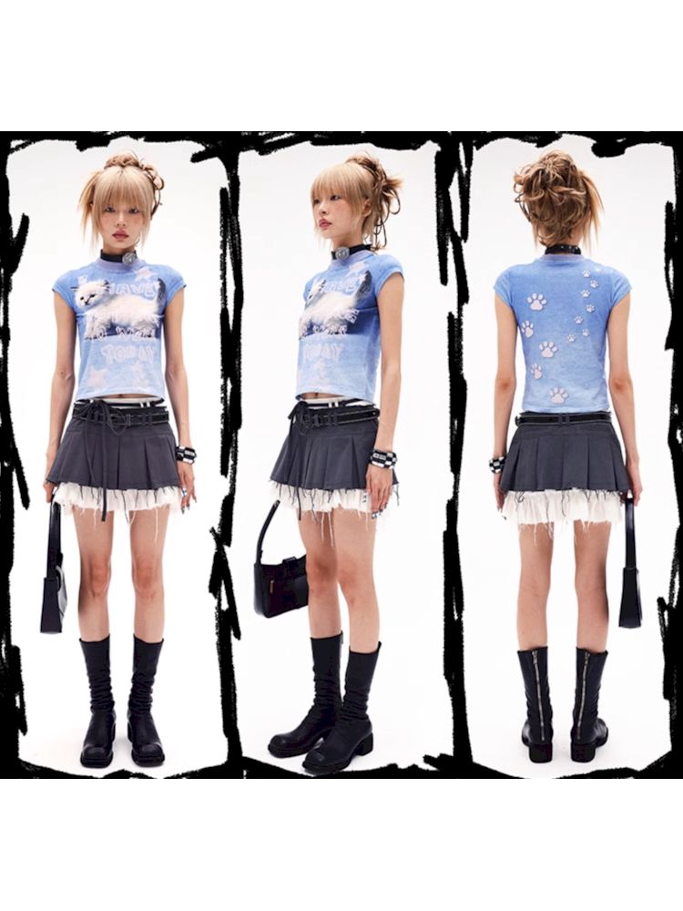 Printed cat's t-shirt【s0000008217】