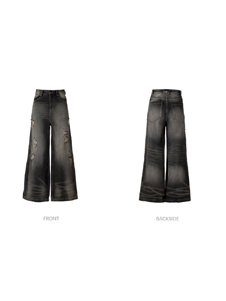 Hole Breaking Wide Leg Jeans【s0000011365】