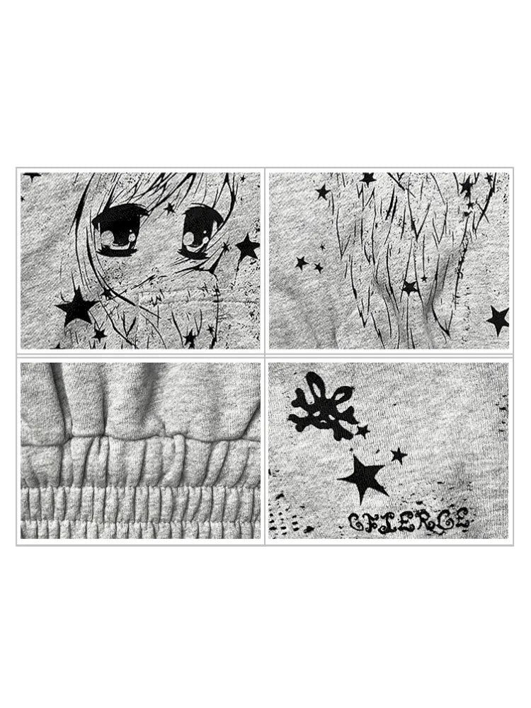 Angel Girl Doodle Print Short Hoodie【s0000014090】