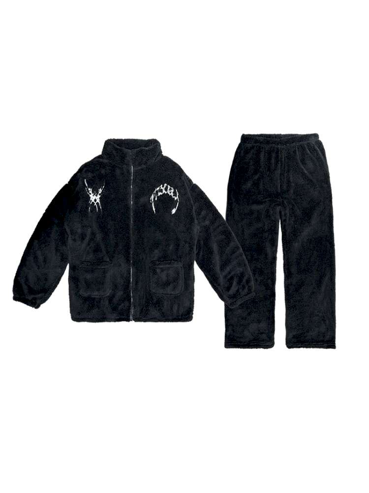 Embroidered Coral Fleece Pajamas Set【s0000014864】