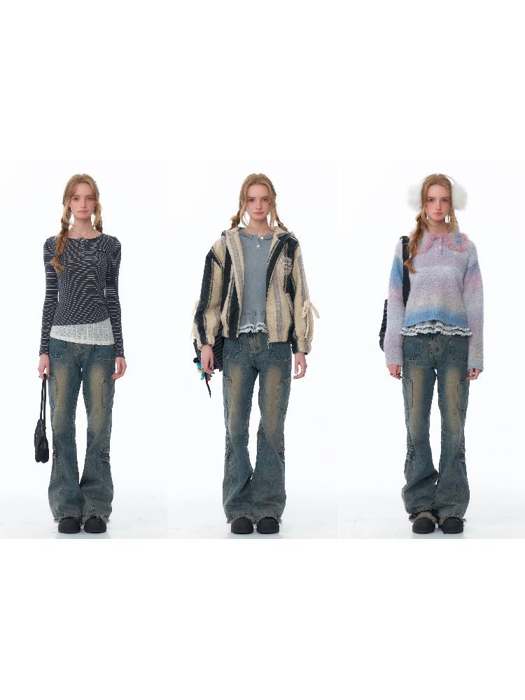Straight Wide Leg Washed Jeans【s0000011489】