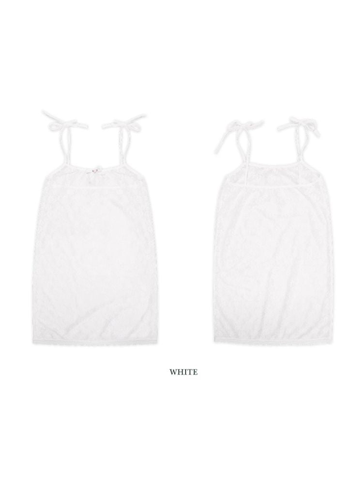 Lace bow thin white neck halter dress【s0000008692】