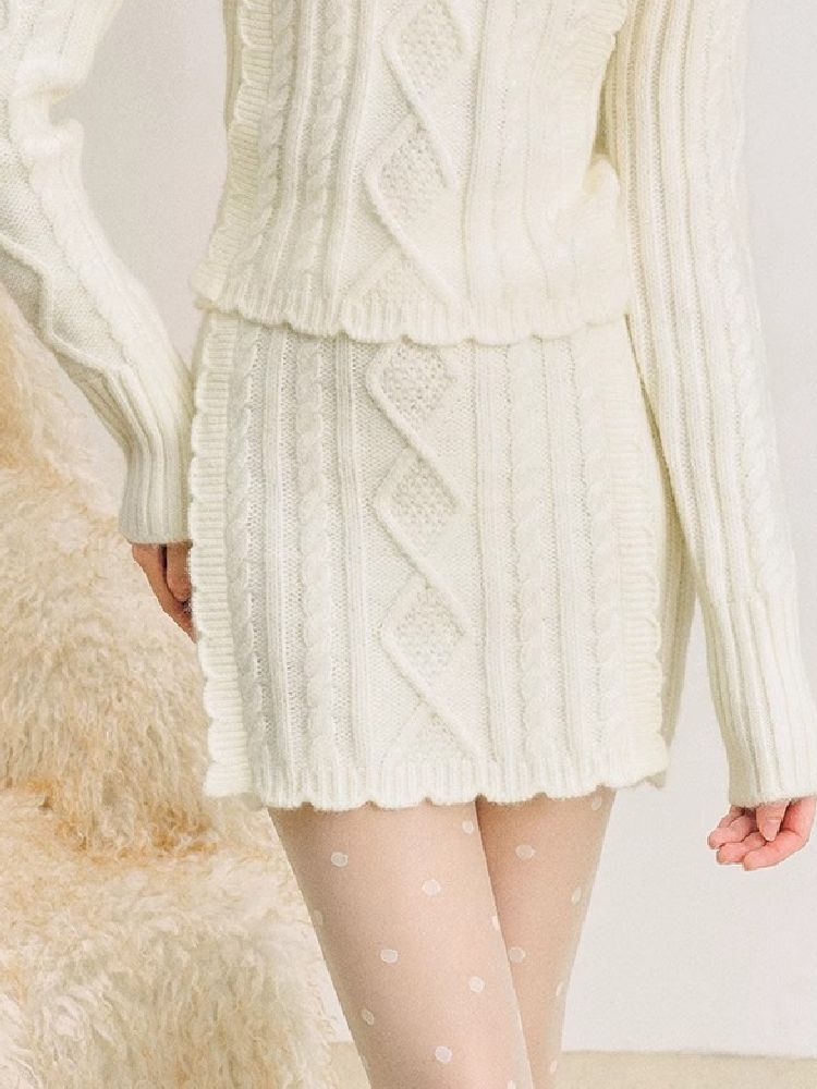 Knit Lace Set Soft Twist Sweater【s0000005282】