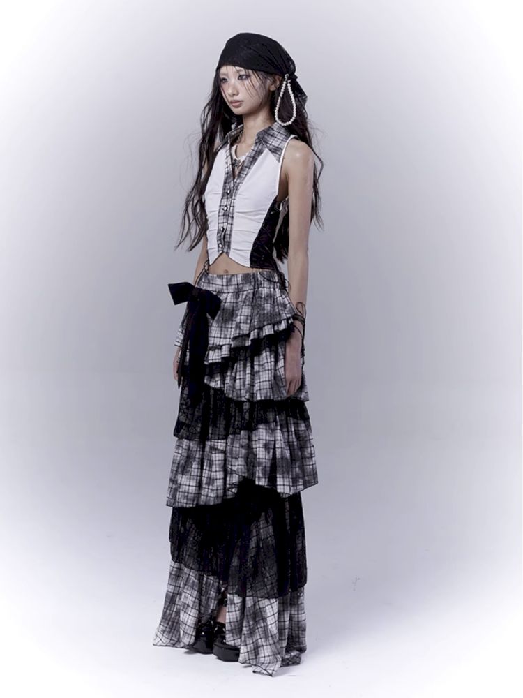 Plaid model splicing shirt【s0000012374】