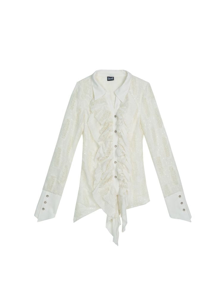 Ruffled Asymmetric Cardigan【s0000013897】