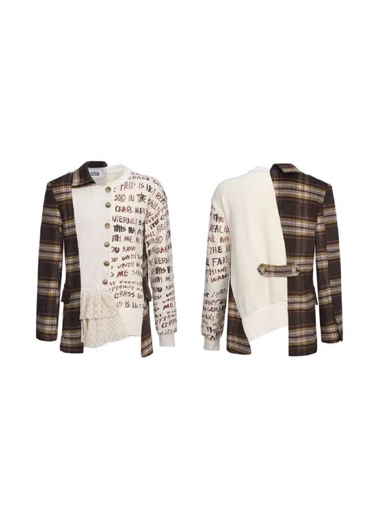 Raw Edge Splicing Lace Printed Cardigan【s0000011625】