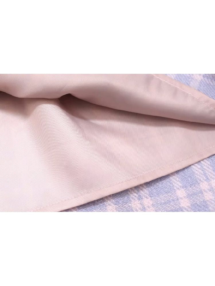 Purple Pink Plaid Peplum A-line Skirt【s0000005256】