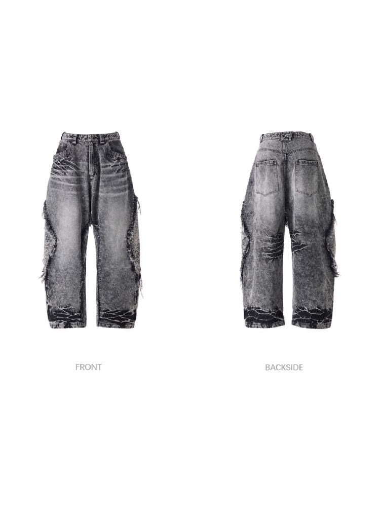 Raw Edge Snake Patchwork Pants【s0000011693】