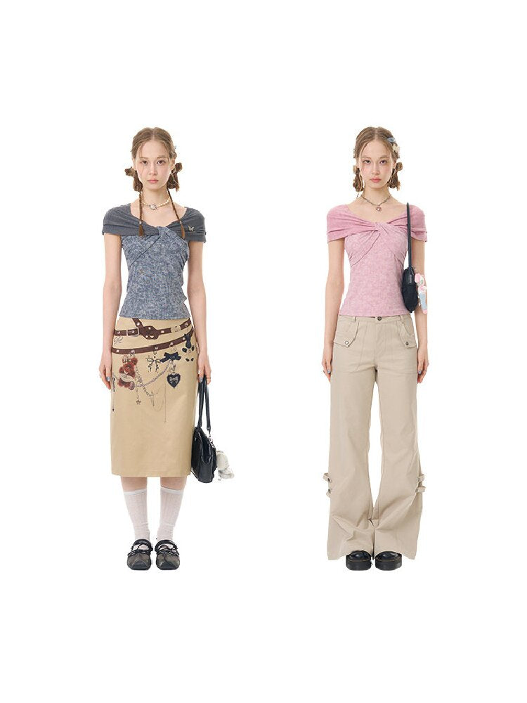 Flower Knot Butterfly Slim T-Shirt【s0000016606】