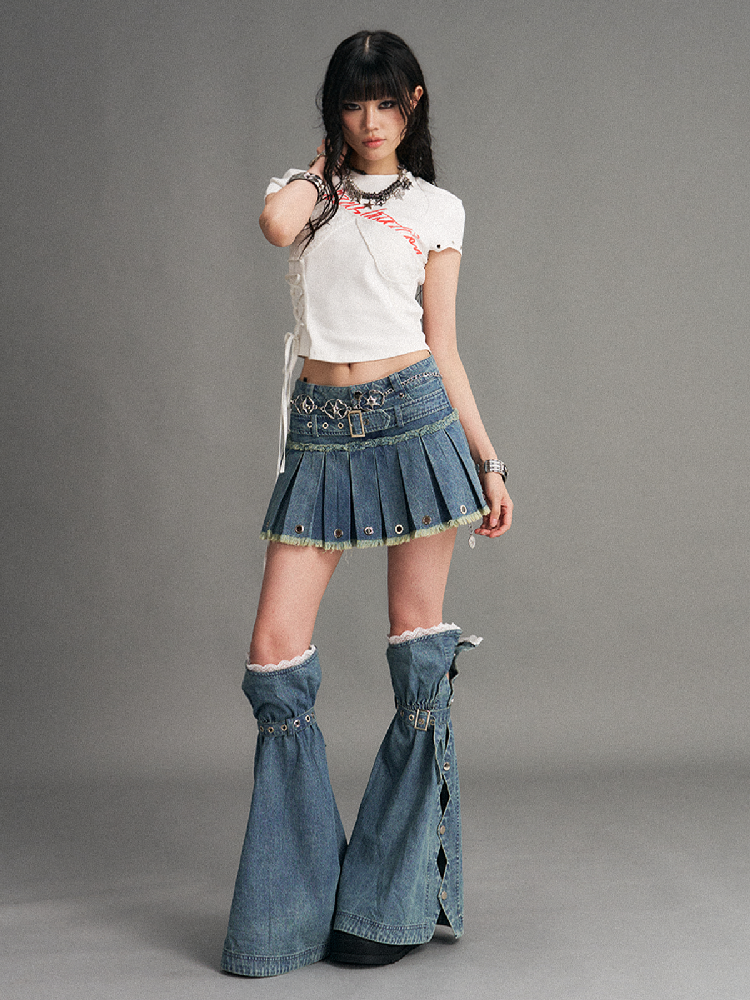 Washed Flame Pleated Denim Skirt【s0000017772】 – SCULTURE（エス