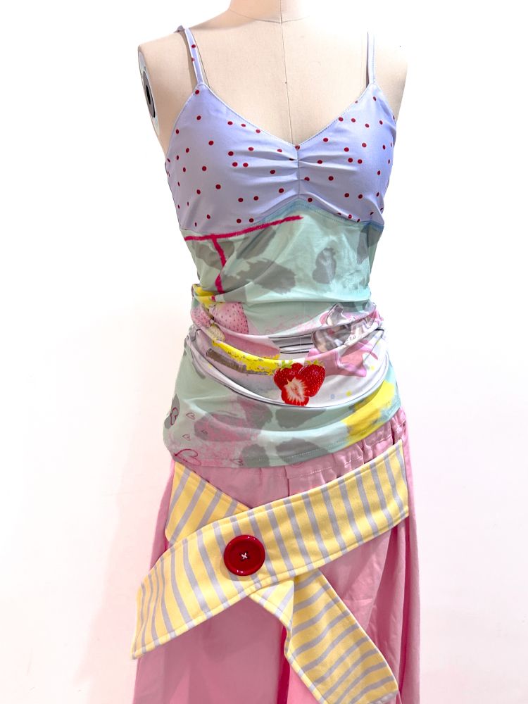 Pleated Polka Dot Irregular Suspenders【s0000012479】