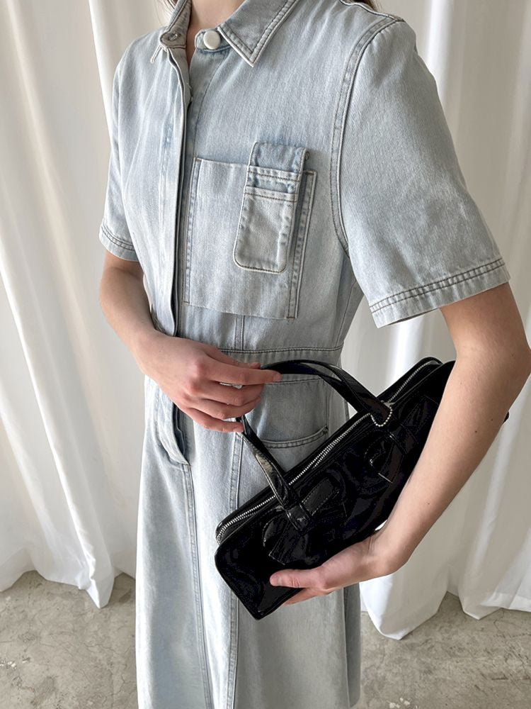 Denim Short Sleeve Work Dress【s0000007463】