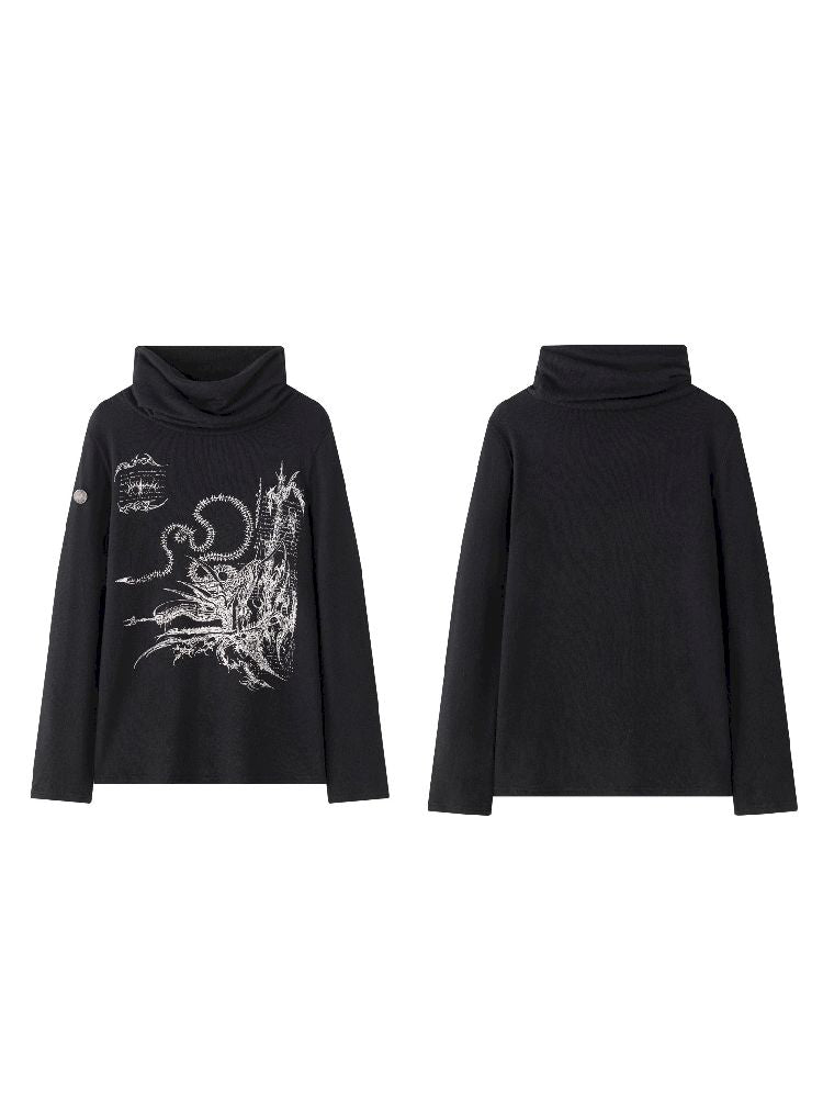 High Neck Loose Printed Sweater【s0000011228】