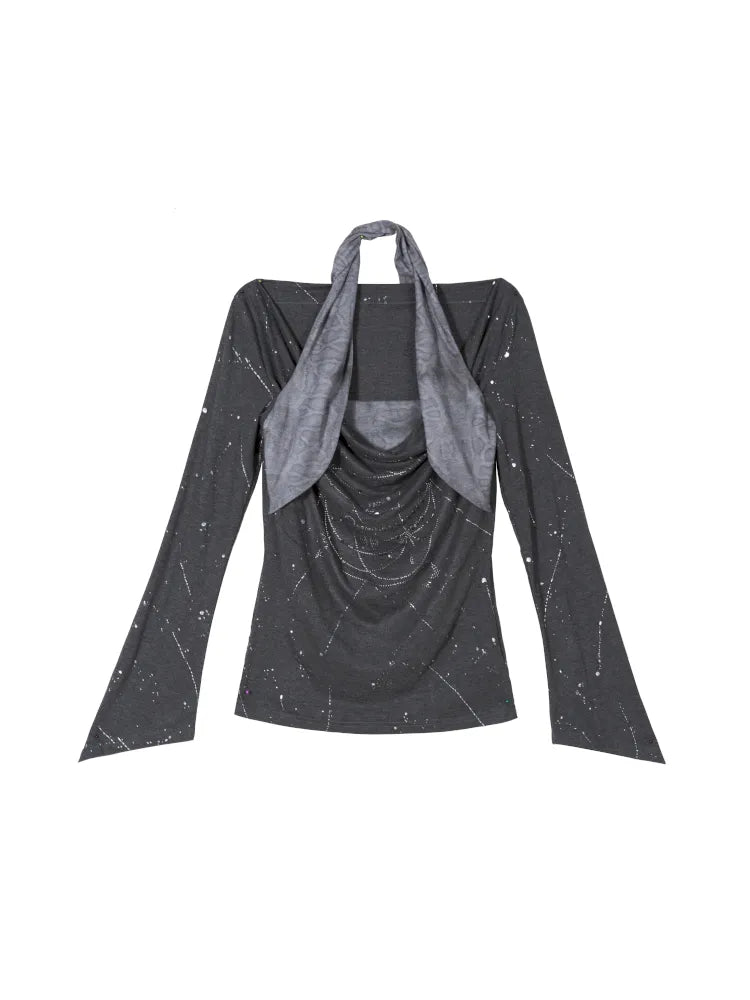 Asymmetrical faux two-piece long-sleeve knit top【s0000014134】
