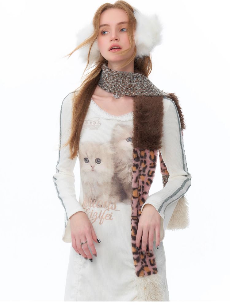 V-Neck White Knit Bottom Dress【s0000011499】