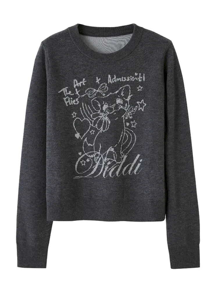 Kitten Crewneck Oversized Sweater Knit Top【s0000014065】