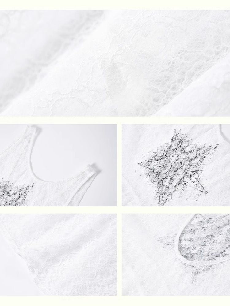 Starfish Printed Lace Hollow Out Dress【s0000012297】