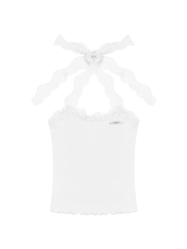 Lace Knit Hanging Neck Vest Camisole【s0000011678】