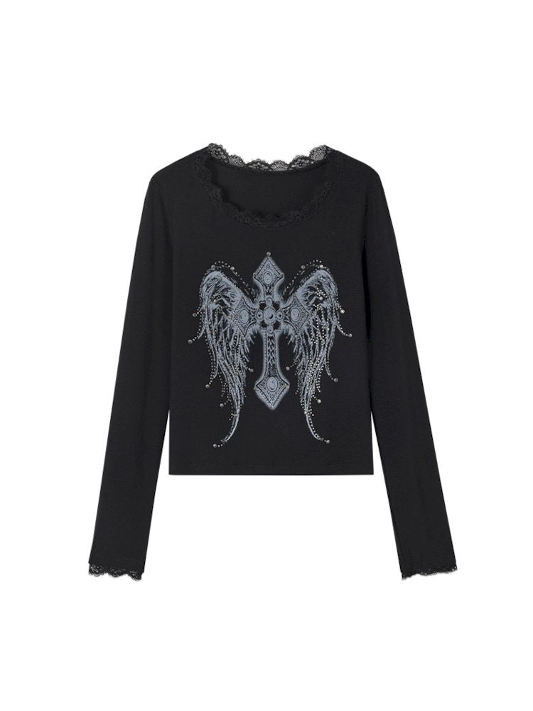 Black and white knit bottom shirt【s0000009967】