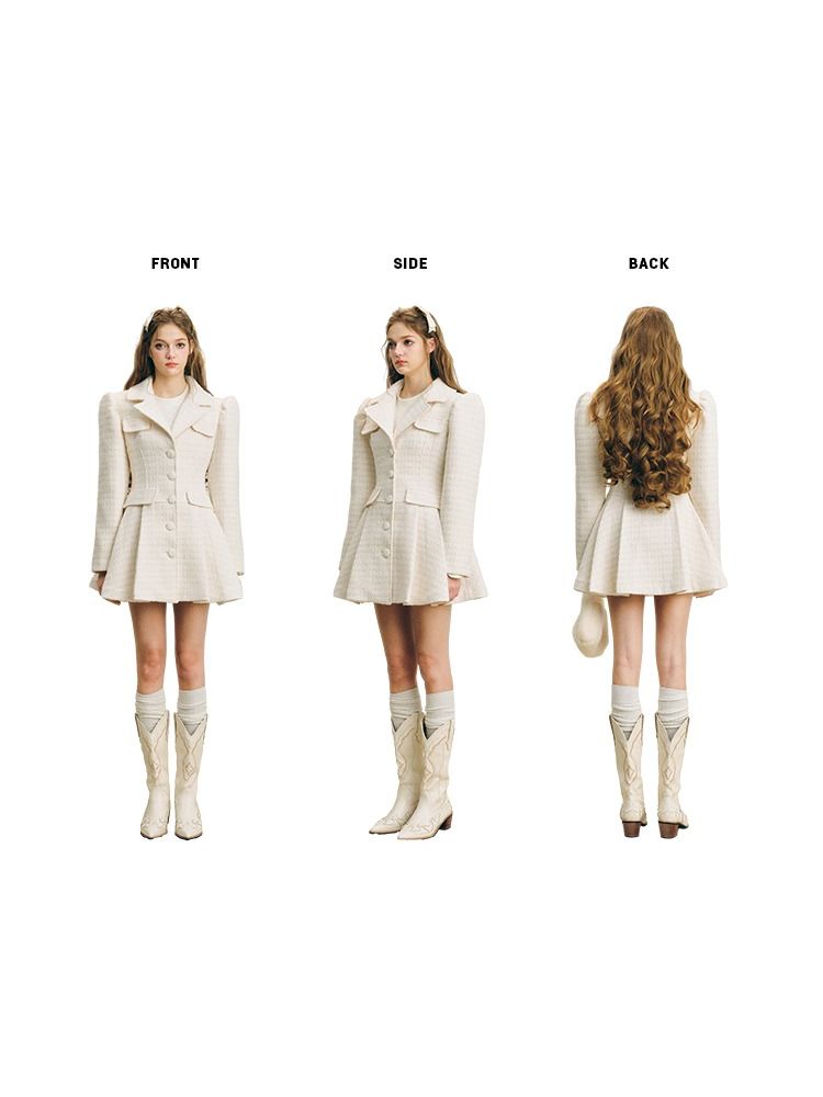 Pleated Waisted Tweed Jacket【s0000005281】