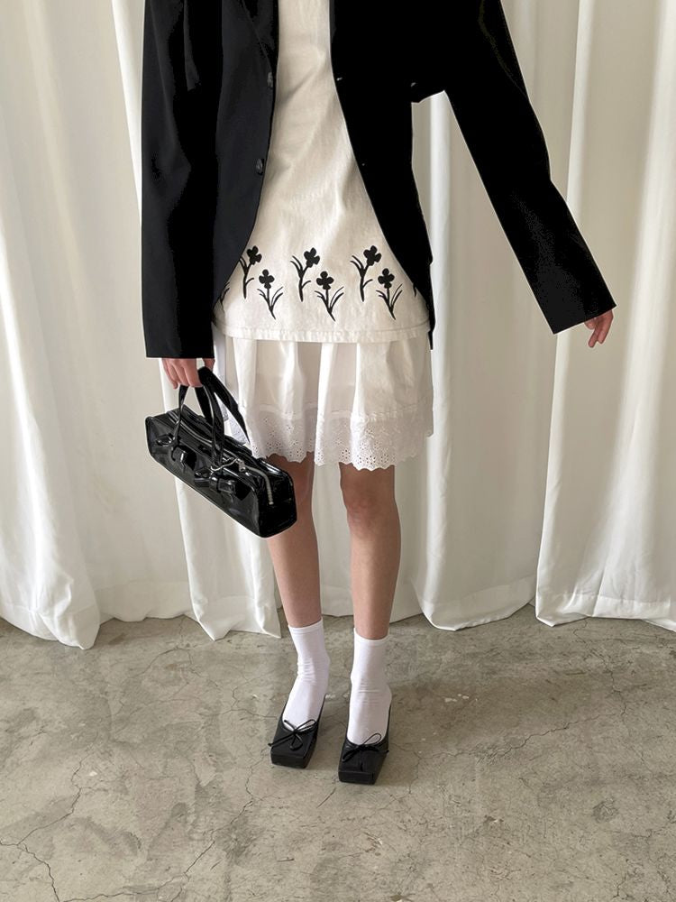 Wide Shoulder Arc Hem Leak Back Suit【s0000007460】