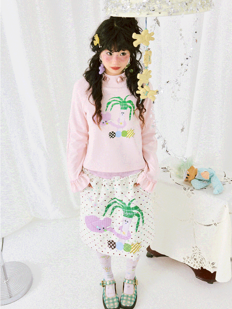 Print Long Sleeve Short T-Shirt【s0000011942】