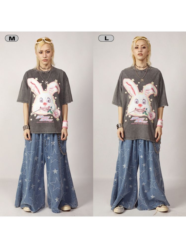Punk rock rabbit loose T-shirt【s0000001847】