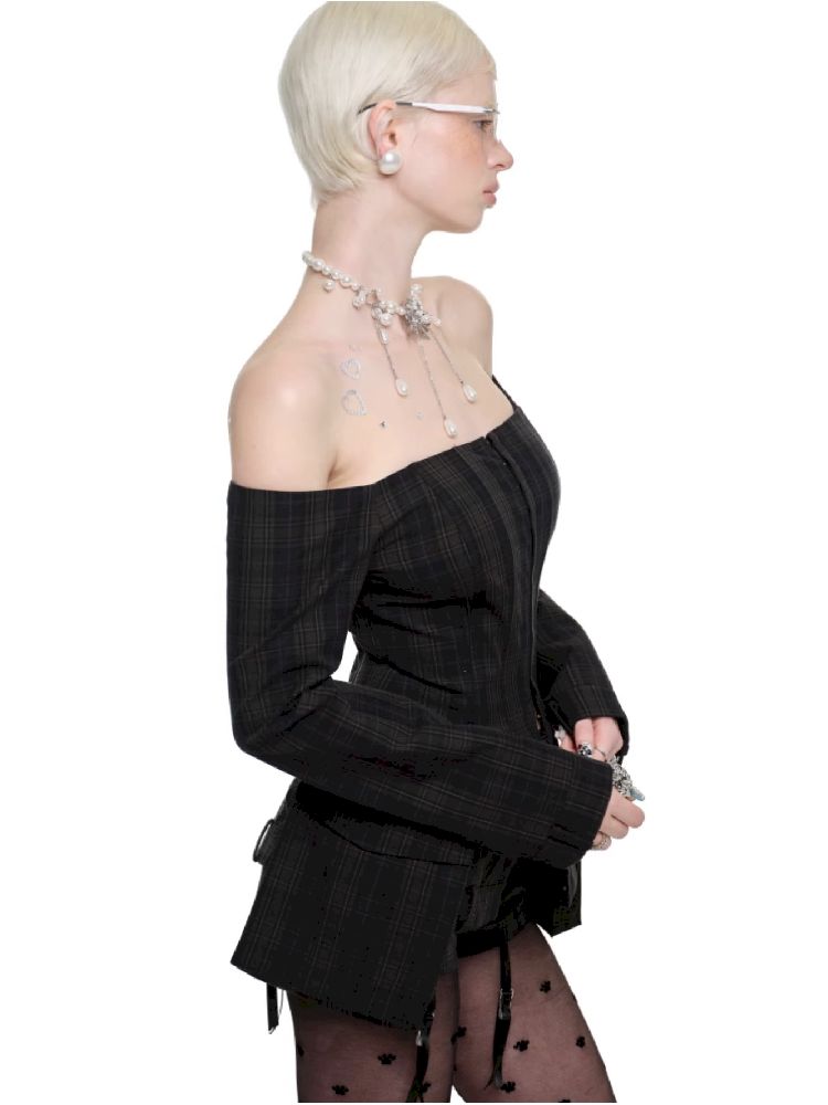 One Shoulder Hook Button Blazer【s0000011600】