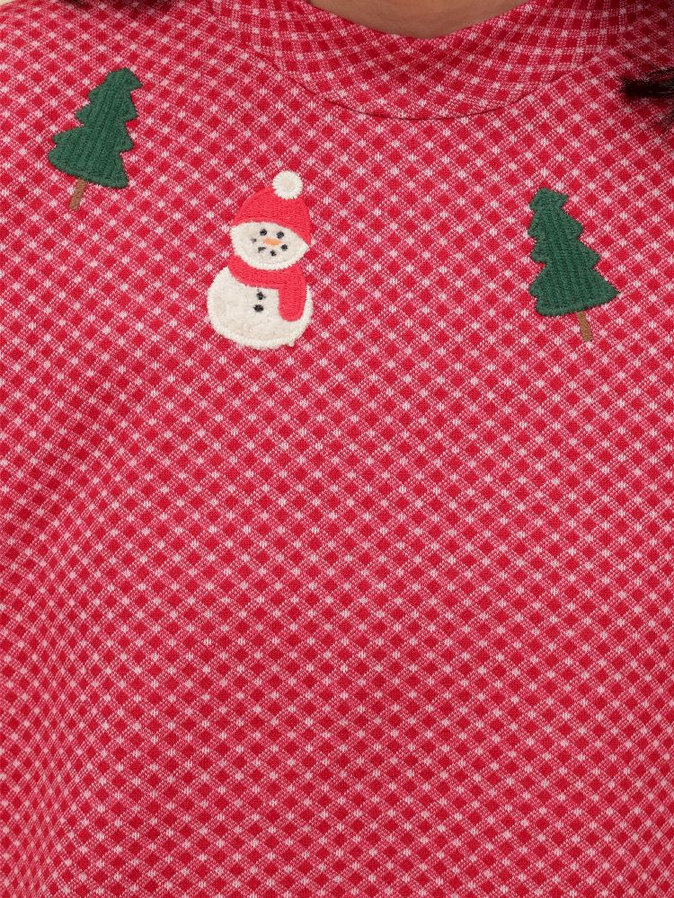 Red Plaid Lace Bottom Shirt【s0000005575】